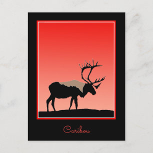 Carte Postale Caribou au coucher du soleil - Art original de la 