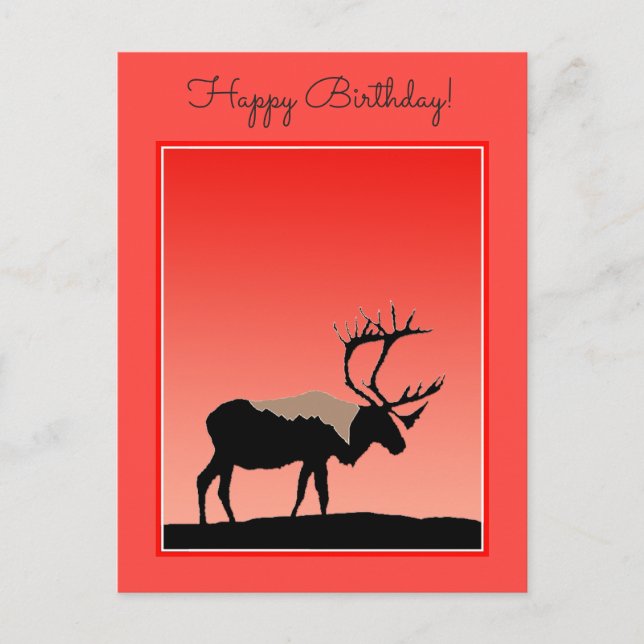 Carte Postale Caribou au coucher du soleil - Art original de la  (Devant)