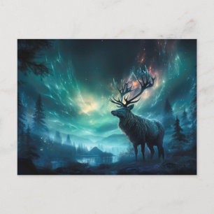 Carte Postale Caribou Sous Les Lumières Du Nord