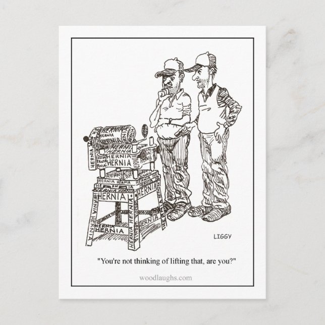 Carte postale caricaturale d'une hernie (Devant)