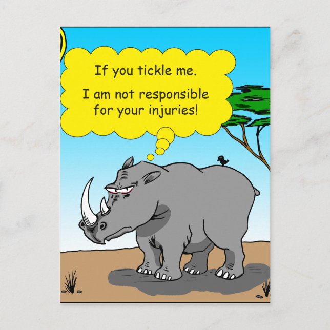 Carte Postale Caricature à chatouilles de 886 rhinocéros (Devant)
