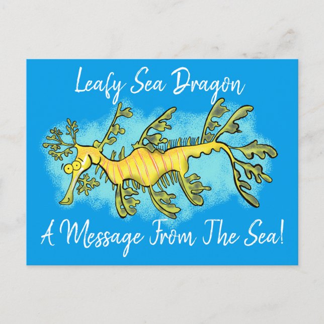 Carte Postale Caricature amusante de dragon de mer feuillu (Devant)