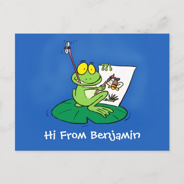 Carte Postale Caricature amusante de grenouille verte (Devant)