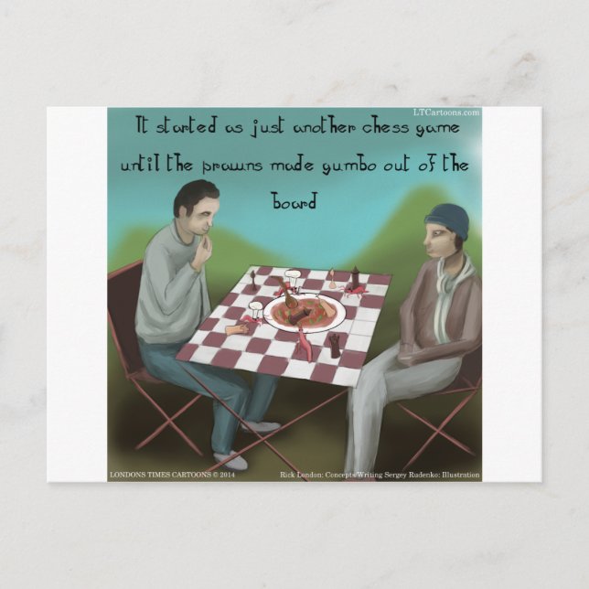 Carte Postale Caricature amusante des échecs Cajun (Devant)