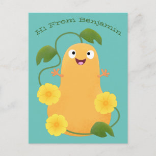 Carte Postale Caricature citrouille gourde en beuret joyeux