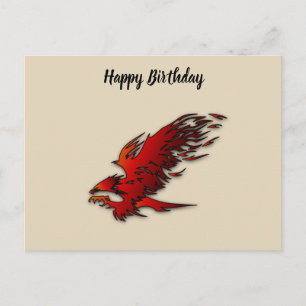 Carte Postale Caricature colorée faucons d'aigle rouge et noir f