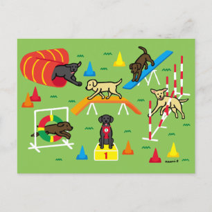 Carte Postale Caricature d'agilité de rétritrice Black Labrador