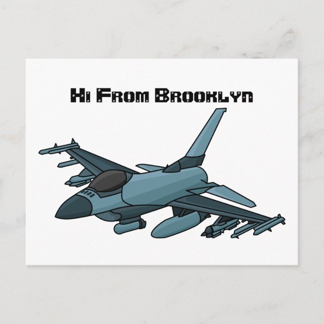 Carte Postale Caricature d'avion de chasse militaire (Devant)