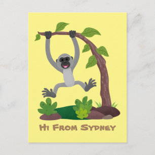 Carte Postale Caricature de bande de gibbon joyeux