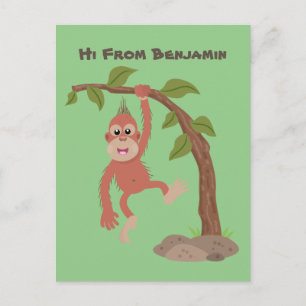 Carte Postale Caricature de bébé orangoutan joyeux