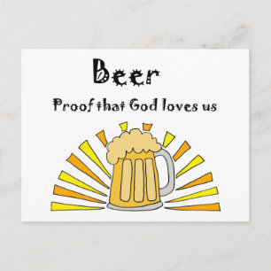 Carte Postale Caricature de bière Drinker avec Mug et Sun
