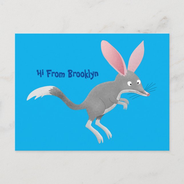 Carte Postale Caricature de bilby australien très heureuse (Devant)