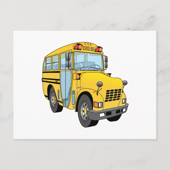 Carte Postale Caricature de bus scolaire (Devant)