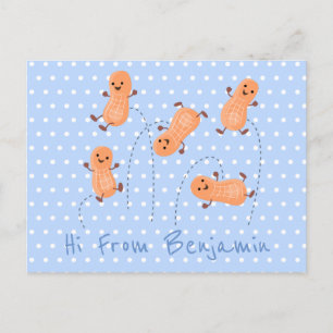 Carte Postale Caricature de cacahuètes joyeux sautillant
