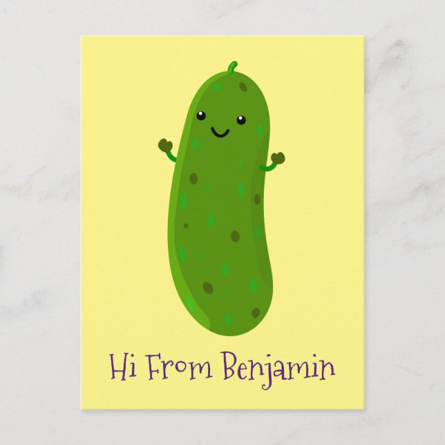 Carte Postale Caricature de cornichon joyeux (Devant)