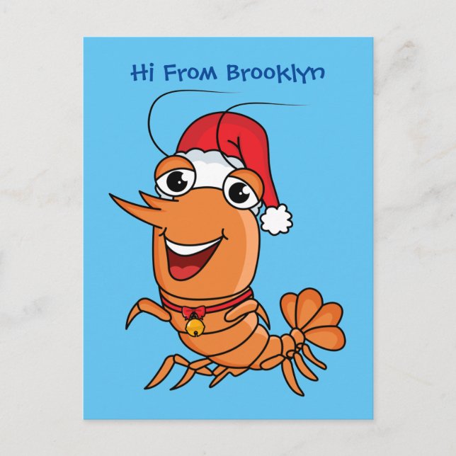 Carte Postale Caricature de crevettes de Noël joyeux (Devant)