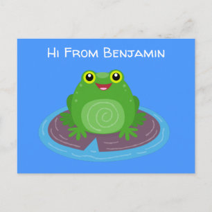 Carte Postale Caricature de grenouille verte mignonne
