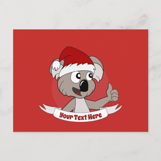 Carte Postale Caricature de koala de Noël (Devant)