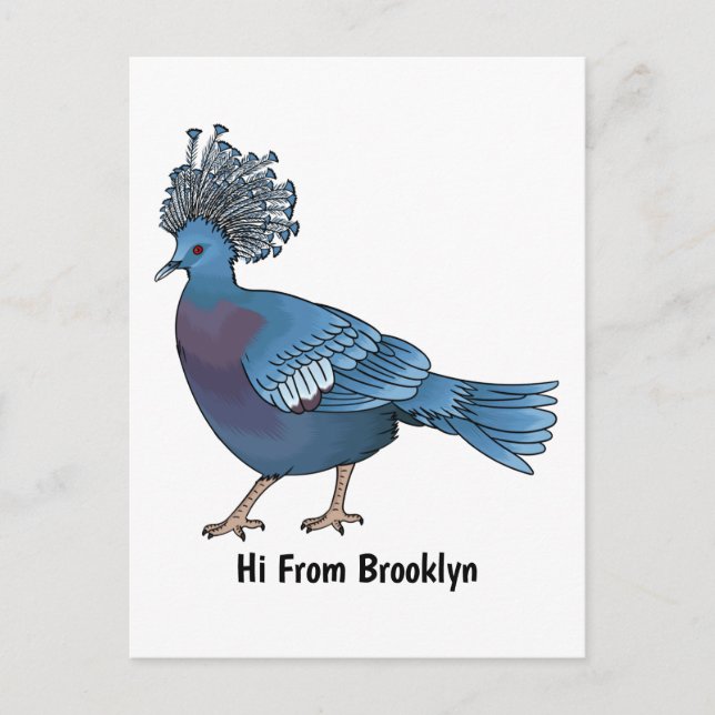 Carte Postale Caricature de l'oiseau pigeon couronné Victoria (Devant)