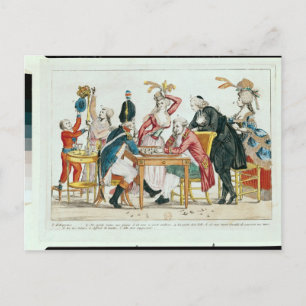 Carte Postale Caricature de Louis XVI jouant aux échecs