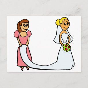 Carte Postale Caricature de mariée et bonne d'honneur