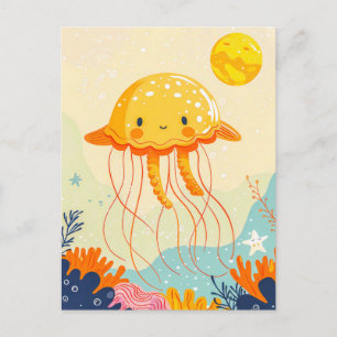 Carte Postale Caricature de méduses flottantes par Coral Reef
