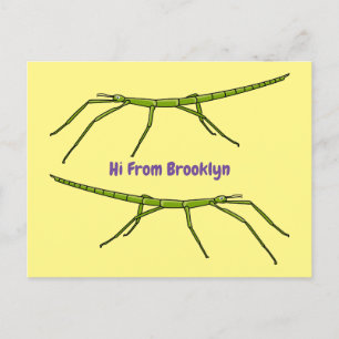 Carte Postale Caricature de mignon rouge vert avec des visages h