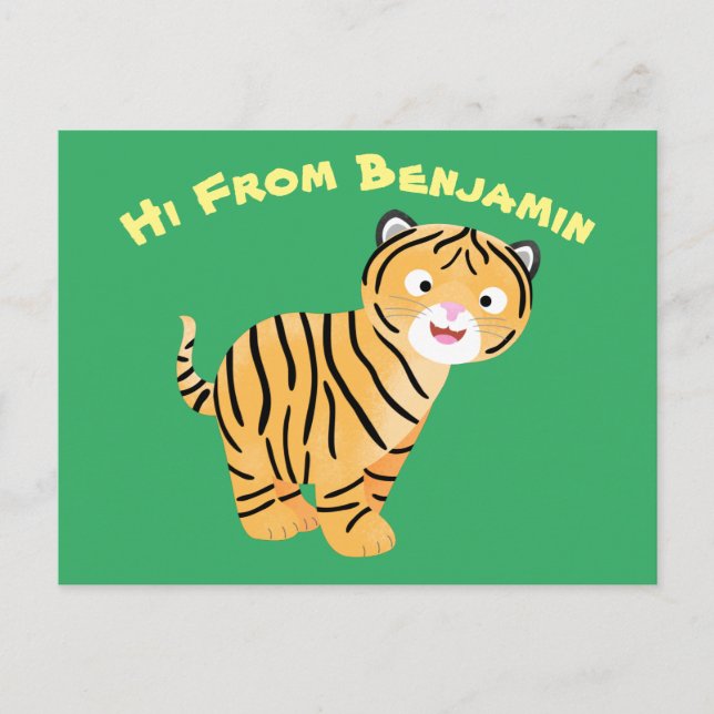 Carte Postale Caricature de petit tigre joyeux (Devant)