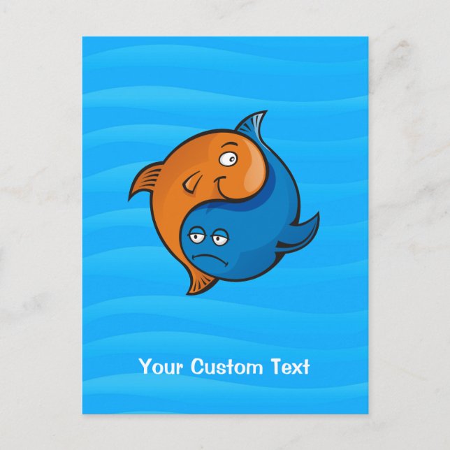 Carte Postale Caricature de poisson Yin Yang (Devant)