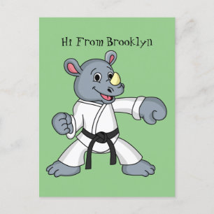 Carte Postale Caricature de rhino kung fu