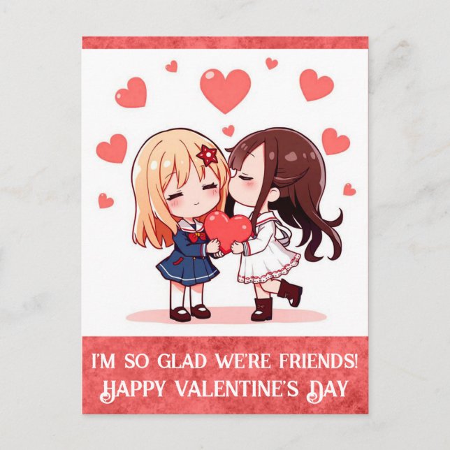 Carte Postale Caricature de Saint Valentin Coeurs amis de la jou (Devant)