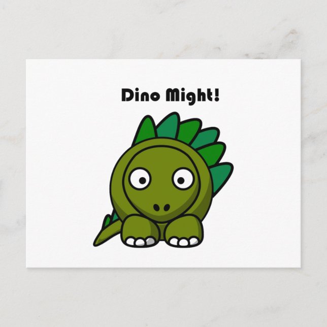 Carte Postale Caricature de Stegosaurus Vert mignon avec jeu de  (Devant)