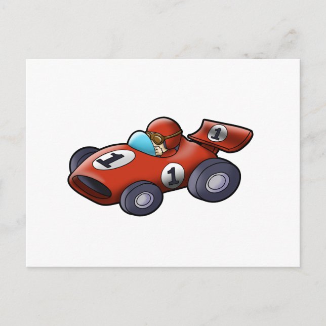 Carte Postale Caricature de voiture rouge classique pour enfants (Devant)
