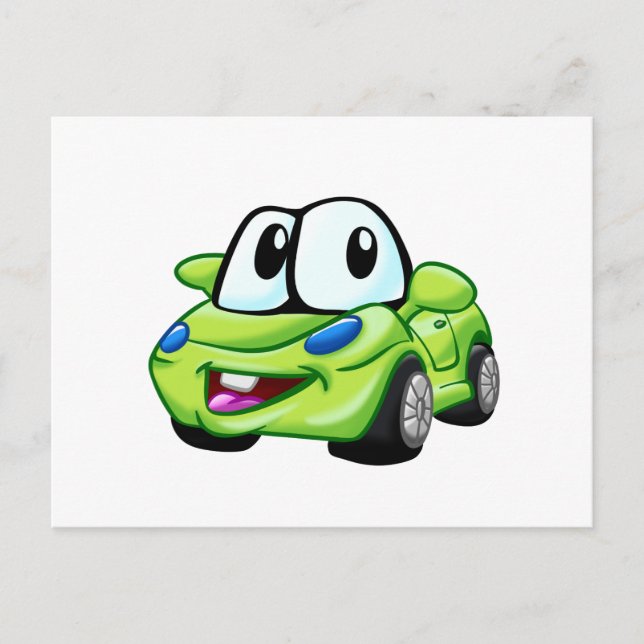 Carte Postale Caricature de voiture verte souriante - Choisir co (Devant)