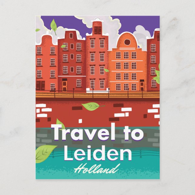 Carte Postale Caricature de voyage à Leiden Holland (Devant)