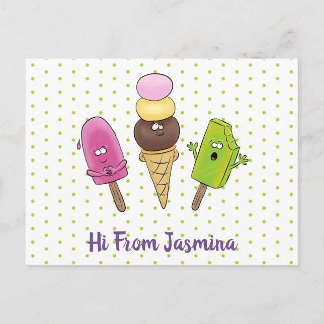 Carte Postale Caricature drôles de glace popsicle dessin animé t (Devant)