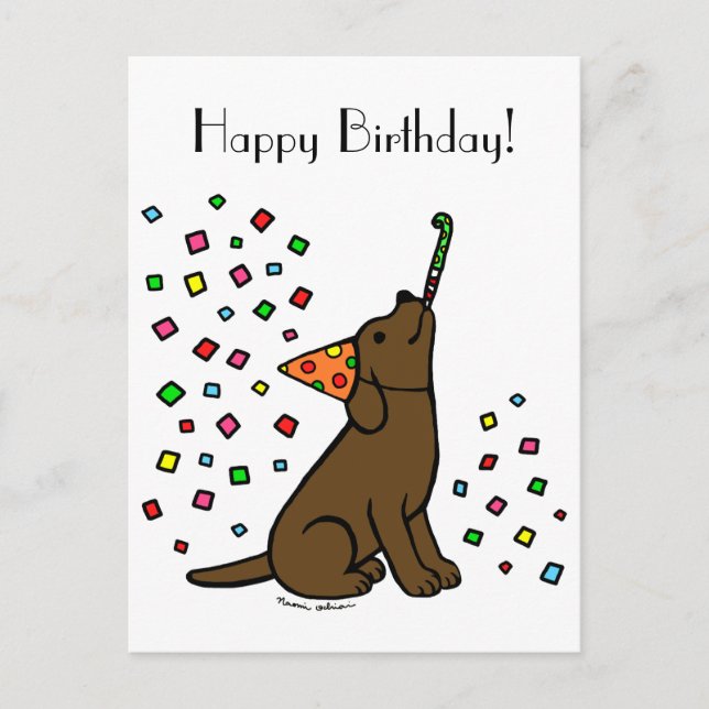 Carte Postale Caricature du Labrador au chocolat d'anniversaire (Devant)