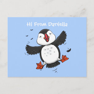 Carte Postale Caricature en bleu bouffin joyeux