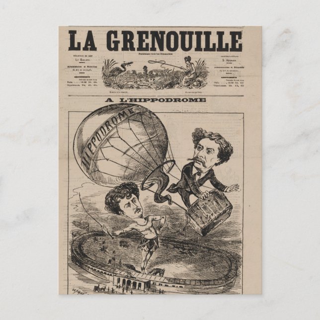 Carte Postale Caricature française d'un aéronaute en montgolfièr (Devant)