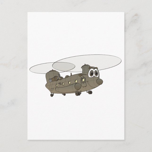 Carte Postale Caricature hélicoptère Chinook (Devant)