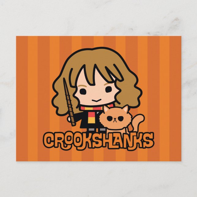 Carte Postale Caricature Hermione et Crookshanks (Devant)