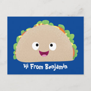 Carte Postale Caricature joli sourire taco dessin animé