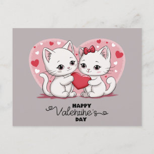 Carte Postale Caricature mignonne Amoureux de les chats Coeurs S