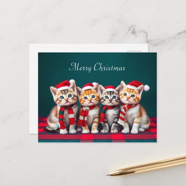 Carte Postale Caricature mignonne Chats de Noël Pet LoverCarte p (Devant/Arrière en situation)