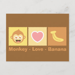 Carte Postale Caricature mignonne du singe, de l'amour et de la 