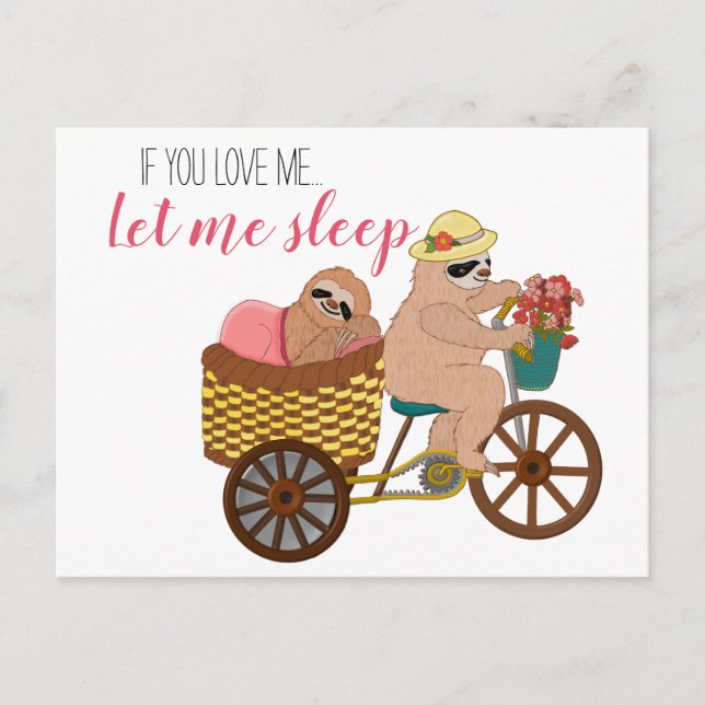 Carte Postale Caricature mignonne Lazy Sloth | Si Vous M'Aimez L (Devant)