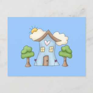 Carte Postale Caricature mignonne Maison de Campagne Arbre Scène