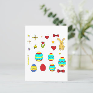 Carte Postale Caricature minimaliste de Pâques joyeux