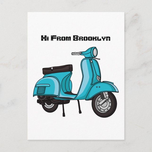 Carte Postale Caricature moto mopée mûre illustration (Devant)