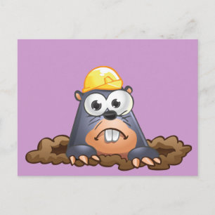 Carte Postale Caricature pour creuser la mole mignonne
